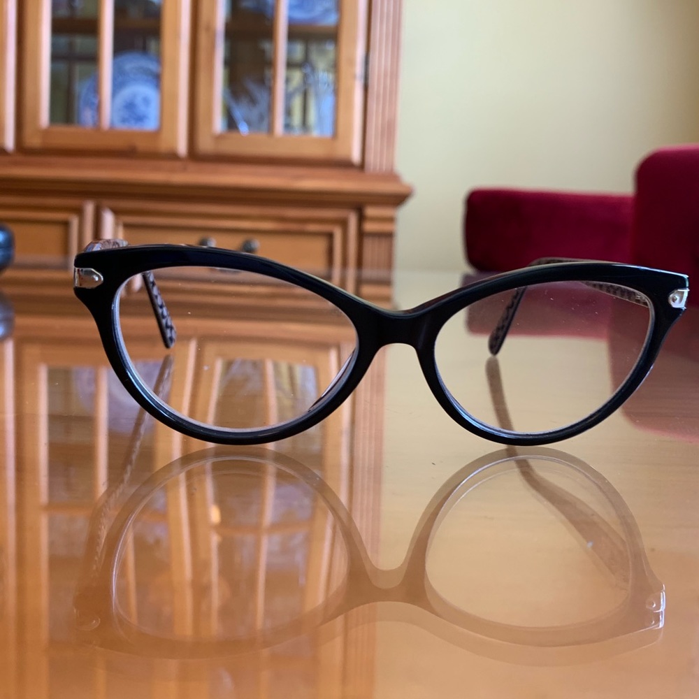 Coach Black and Silver Glasses Cat Eye